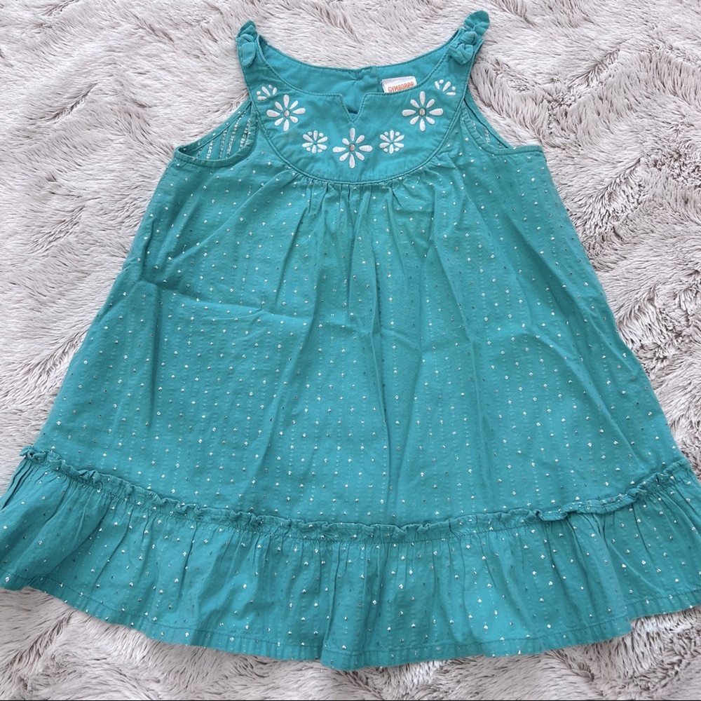 Gymboree Girls Teal Floral Bow Dress Size 18-24 Months